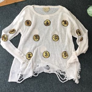 RARE FIND!!!! WILDFOX sequin $ sweater!